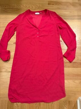 NY & Co Bright Pink Button-Front Tunic Dress Sz XS